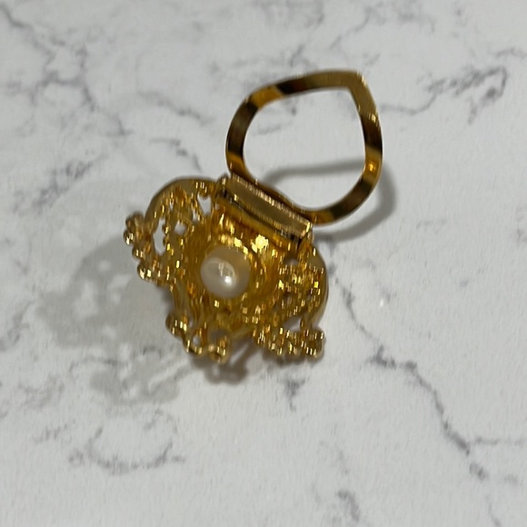 Vintage Faux Pearl & Diamond Clip Brooch - Picture 4 of 6